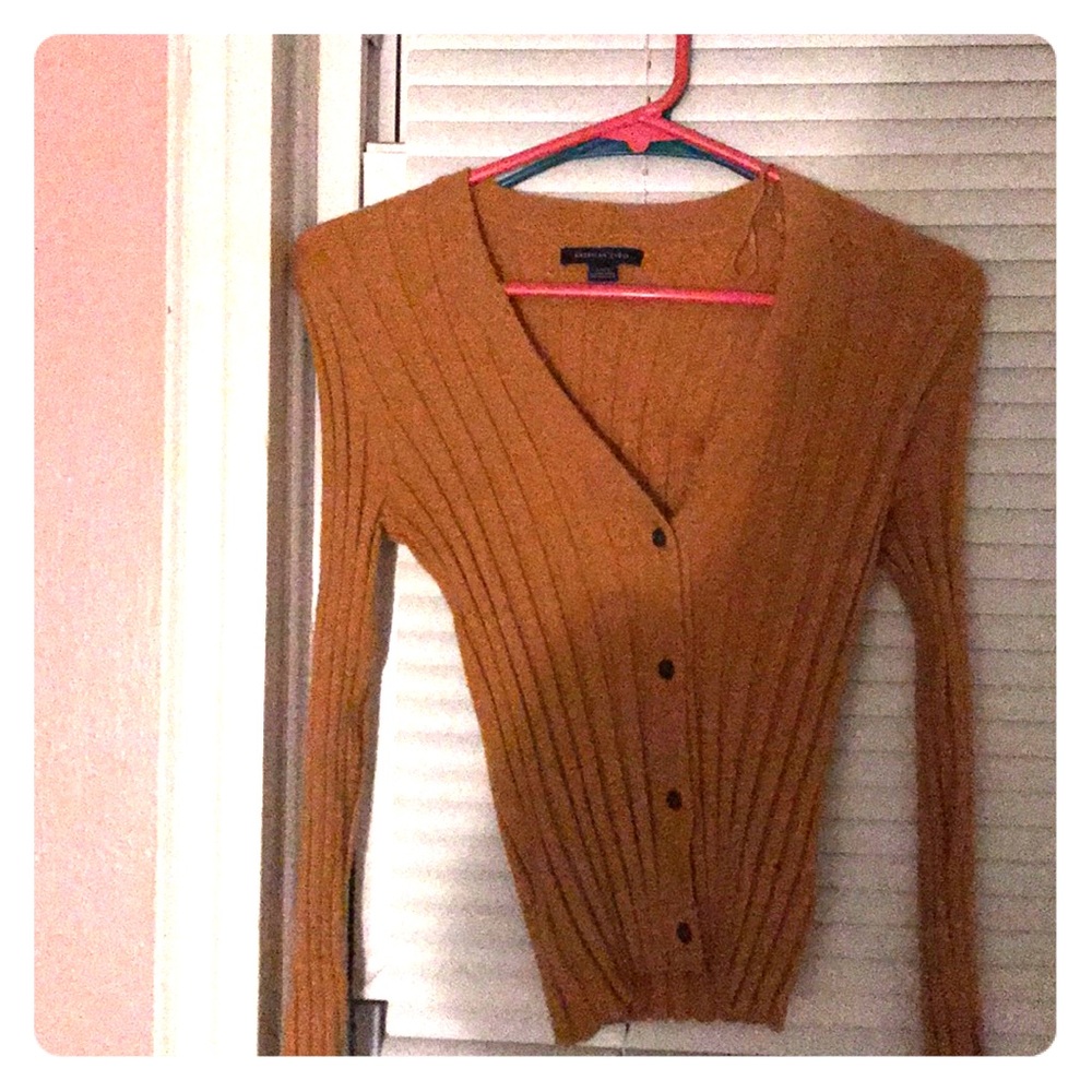 v neck american eagle mustard sweater
